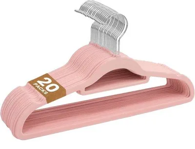 Productafbeelding van 20x Antislip Fluwelen Kledinghangers - Ruimtebesparend & 360° Draaibaar