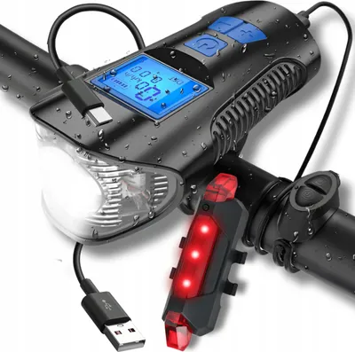 Obrázek produktu pro OMNA | Sada světel pro jízdní kola USB - Přední a zadní světlo - 300lm - Multifunkční a vodotěsné
