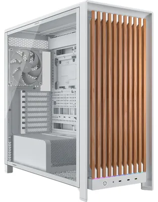 Image de Corsair FRAME 5000D WOOD RS, tour de taille moyenne, pour PC, en noyer, blanc, compatible ATX, E-ATX, micro ATX, Mini-ITX, en plastique, acier, verre trempé, pour gaming
