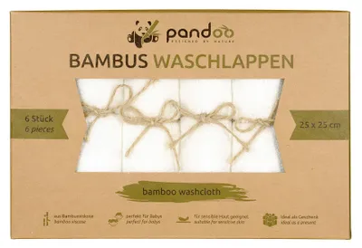 Produktbild von pandoo Waschlappen Bambus weiß 25,0 x 25,0 cm, 6 St.