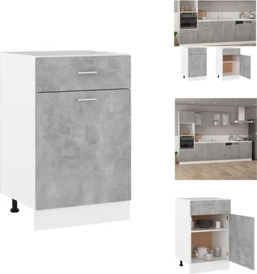 Produktbild von vidaXL Schubunterschrank Betongrau 50x46x81,5 cm Holzwerkstoff - Küchenschränke