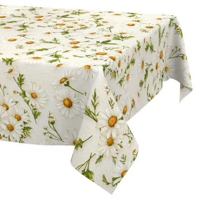 Produktbild von Tischdecke 140x280cm Rechteckig Braun abwaschbar Baumwolloptik Margeriten Braun wetterfest Schnittkante