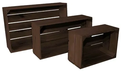 Produktbild von Lermowood Set aus 3 Holzkisten Nr. 3 Palisander, Naturholz, Wandregale, Aufbewahrung, 7 Farben, Vintage
