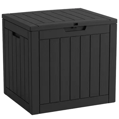 Produktbild von Floordirekt Gartenbox Holz-Optik wetterfeste Kissenbox 118L anthrazit Auflagenbox für Terrasse Balkon & Garten
