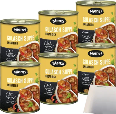 Produktbild von Menzi ungarische Gulaschsuppe EXTRA konzentriert 1:1 6er Pack (6x800ml Dose) + usy Block