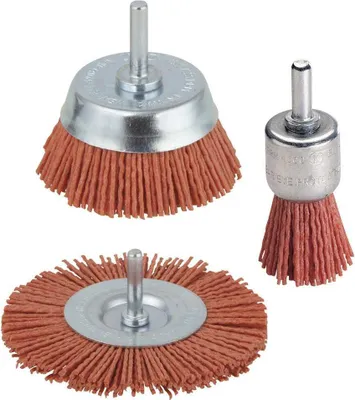 Produktbild von wolfcraft 1 Nylon-Bürsten-Set mit 6 mm Rundschaft,