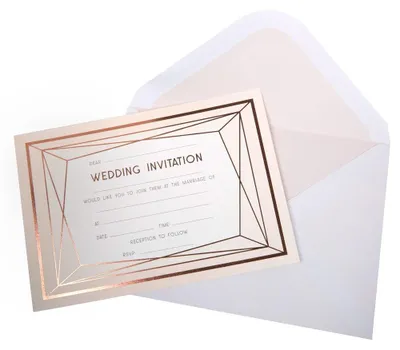 Hochzeitseinladungen Geo Blush, 10 Stück mit Umschlägen