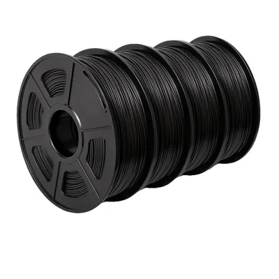 Image de Filament PLA+ pour imprimante 3D, écologique, 1,75mm ±0,02mm, PLAPLUS noir 4 rouleaux