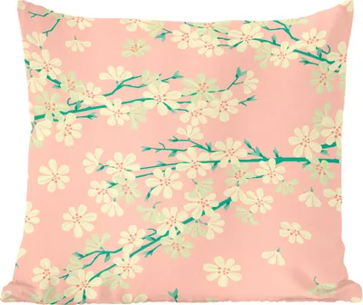 Produktbild von MuchoWow® Zierkissen Sofakissen Wohnzimmer Dekokissen 45x45 cm Rosa - Muster - Blumen - Schlafpolster - Polster für das Sofa