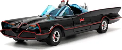 Zdjęcie produktu dla BATMOBILE Deluxe z figurkami Batmana, Robina, Jokera i Pingwina, numer katalogowy JAD33737, skala 1/24, JADA TOYS