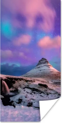 Produktbild von MuchoWow® Poster Nordlichter - Rosa - Island 20x40 cm - Plakat - Foto