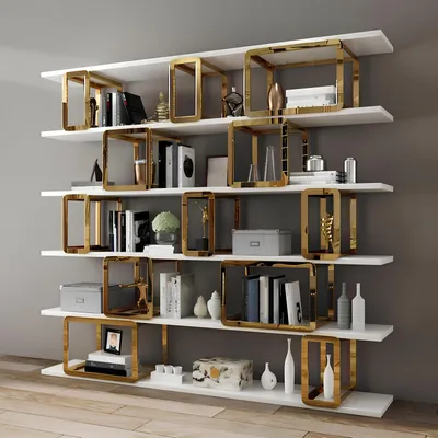 Produktbild von Design Trenn Wand Regal Wohn Zimmer Schränke Edelstahl Regale Bücher Schrank Neu