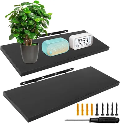Immagine prodotto di Set di 2 mensole sospese, 40 cm. Mensole da parete, mensole sospese in legno per l'organizzazione a parete, libreria a parete, mensole per spezie, mensole da parete