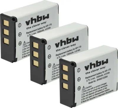 Produktbild von vhbw 3x Akku kompatibel mit Medion Life P47011, Life X47023, MD86695, MD86423 Kamera (1300 mAh, 3,7 V, Li-Ion)