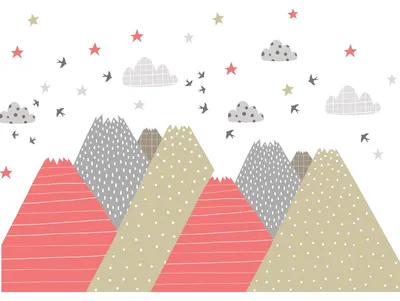 Productafbeelding van Wanddecoraties voor de kinderkamer – Decoratie voor de babykamer – Grote wandsticker met een Scandinavisch bergmotief van KIKA – 80 x 120 cm