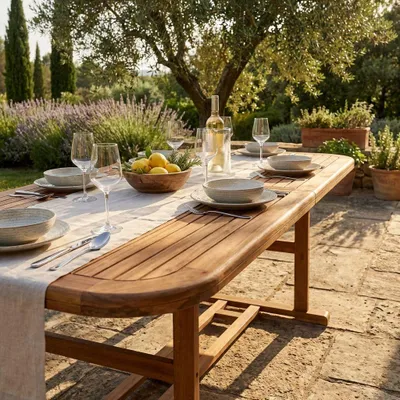 Immagine prodotto di Milani Home - tavolo da giardino rettangolare allungabile, legno di acacia, 8 posti, marrone, piano 180/240 x 100 cm