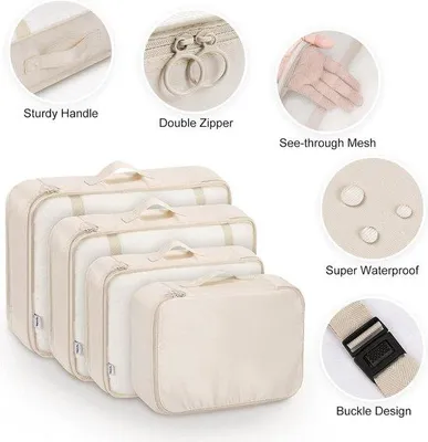 Image de Organiseurs de voyage imperméables, lot de 8, pour vêtements et chaussures