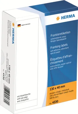 Produktbild von Frankieretiketten einzeln mit Abziehlasche 130x40 mm 500 St.