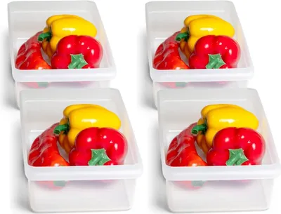 Produktbild von Novaliv 4x Kühlschrank Organizer 30,5 x 7,5 x 16 cm BPA-frei Ordnung  Germany Leicht Reinigen Lebensmittelecht aufbewahrungsbehälter für Kühlschrank Spühlmaschinenfest Ordnungssystem Küche