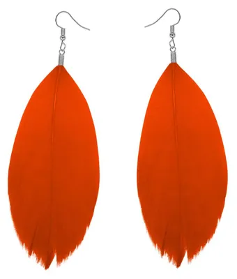 Produktbild von Boho Feder Ohrringe Statement Ohrhänger Bunt Leicht Damen Hippie Schmuck - orange