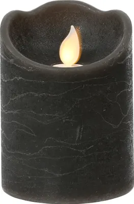 Produktbild von LED Kerze mit Timerfunktion 7,5x10cm Wachs Rustik Dunkelgrau Warmweiß