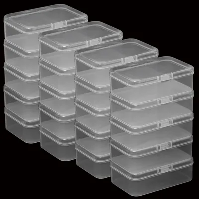 20 Kunststoff-Aufbewahrungsboxen mit Deckel, transparent, 10,5x7,5x3,5 cm