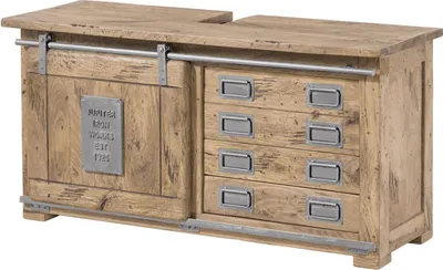 Produktbild von MASSIVMOEBEL24 Unterschrank Mango 120x40x60 whitewash lackiert RAILWAY  #377