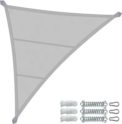 Produktbild von VOUNOT® Wasserdicht Sonnensegel Dreieckig mit Befestigung Set, 5x5x5m, Grau