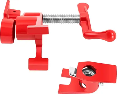 Produktbild von Rohrzwingen für Holzverleimung - Rohrzwinge - Für 1,9 cm Rohre - 4er-Set - 4 Stützfüße - Breite Basis - Hohe Spannkraft - Rot