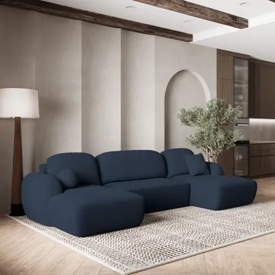 Produktbild von Masseno Ecksofa SAVONA N mit Schlaffunktion U-Form, Sofa mit Bettkasten, Wohnzimmersofa, Couch, Soffa, Bettsofa, Couchgarnitur- Blau, NOW OR NEVER 79