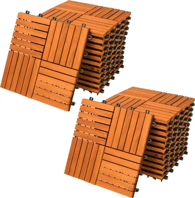 Produktbild von Casaria Holzfliesen FSC®-zertifiziertes Akazien- oder Eukalyptusholz Terrassenfliesen Klickfliesen 30x30cm Garten Balkon, Model:22x Akazie Quattro Mosaik