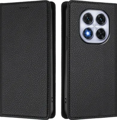 Produktbild von Litchi Leder Handyhülle für Xiaomi Redmi Note 14 Pro 5G/Note 14 Pro+ 5G Wallet Kartenfächer Standfunktion Hülle Schwarz