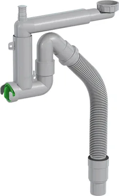 Produktbild von Prevex Smartloc Halb-Siphon 11/2", Anschlüsse für Waschmaschine oder Geschirrspüler, flexibles Rohr mit Reduzierstück