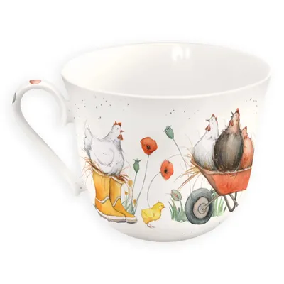 Produktbild von Grätz Verlag Porzellantasse Hühnerbande, Einzelbild, 0,4 l, Tasse, Universal, Mehrfarbig, Porzellan
