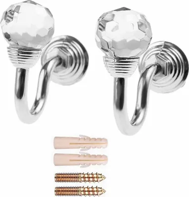 Produktbild von Gardinenhalter Wand 2 Stücke Metall Vorhang Raffhalter Haken Vorhang Holdbacks Wandhaken Kleiderbügel mit 2 pcs Vorhang Raffhalter Silber