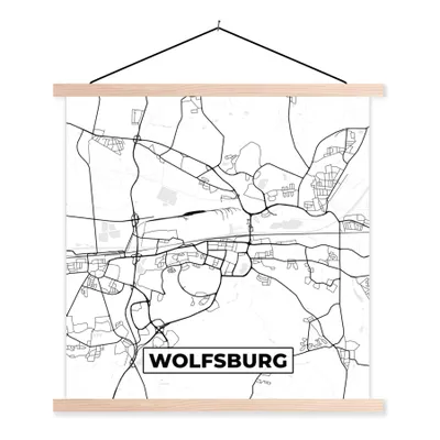 Produktbild von MuchoWow® Textilposter Wolfsbridge - Karte - Stadtplan 60x60 cm mit holzfarbenen Rahmen - Wanddekoration