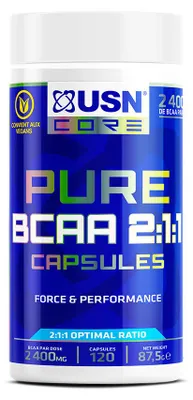 Produktbild von USN Pure BCAA Aminosäurenpräparat 2:1:1 Verhältnis 120 Kapseln vegan