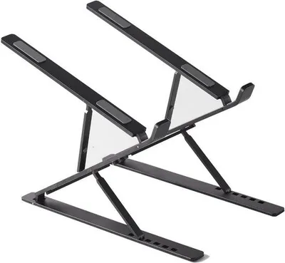 Productafbeelding van Famanu laptopstandaard, in hoogte verstelbaar en met ventilatie - opvouwbaar, draagbaar - geschikt voor laptops en tablets van 10-15,6 inch - zwart