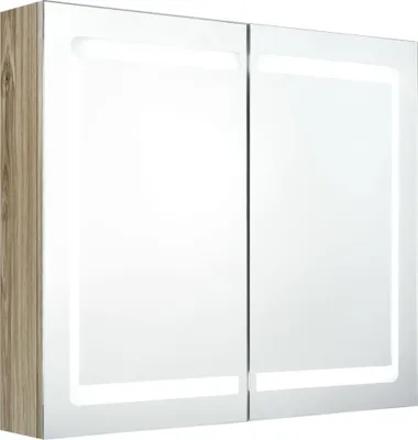 Immagine prodotto di Armadietto Bagno con Specchio e LED Rovere 80x12x68 cm