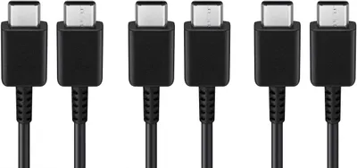 Produktbild von 3x Typ-C Schnell-Ladekabel für Original Samsung Galaxy S20 FE, S20 FE 5G Datenkabel 5A super-schnell schwarz 1,8m beidseitig USB Type-C super-fast-Charging Cable