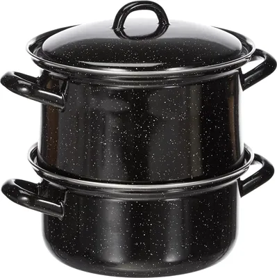 Obrázek produktu pro Riess Hrnec na vaření brambor s poklicí Ø18cm 2 litry 3 kusy Classic černý smalt