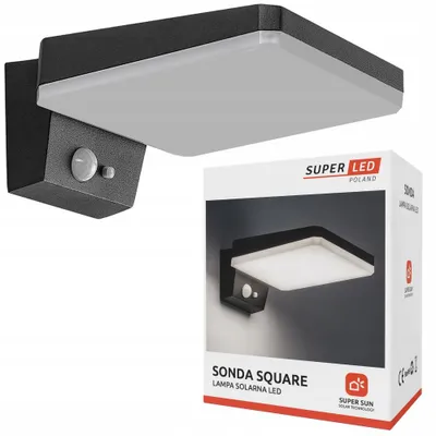 Obrázek produktu pro Solární lampa SuperLED Sonda Square LED s pohybovým senzorem 600 lm