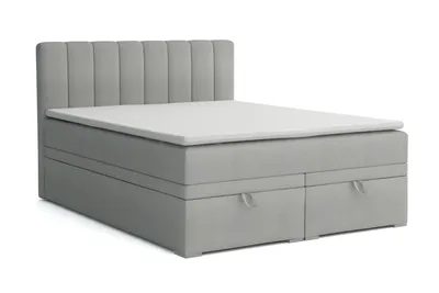 Produktbild von BOXBETT DAVID 180/200 Velour Hellgrau mit einer Matratze H4