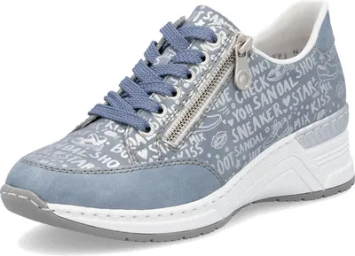 Produktbild von Rieker Damen Sneaker Metallic Reißverschluss Keilabsatz N4316, Größe:40 EU, Farbe:Blau