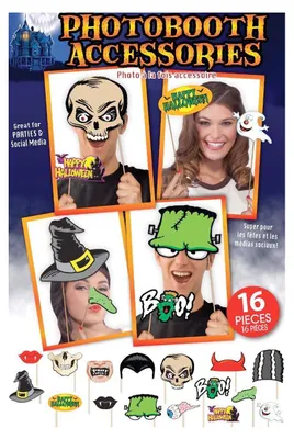 Produktbild von 16-teiliges Halloween Party Foto Booth Set