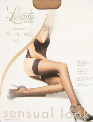 Immagine prodotto di Calza autoreggente calze donna 15 den 17 dtex setificata opaca balza pizzo LEVANTE articolo ROMANTIC 15 AUTOREGGENTE, 2 - M, Poliammide 81%,Spandex 19%