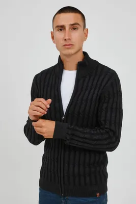 Immagine prodotto di INDICODE IDPaulomo, cardigan da uomo in maglia grossa con colletto alto, realizzato in 100% cotone