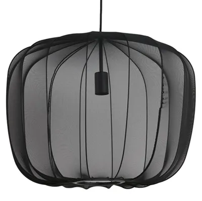 Image de Suspension - noir - PLUMERIA - textile - Ø 60cm - E27 - 2963512 - Light & Living