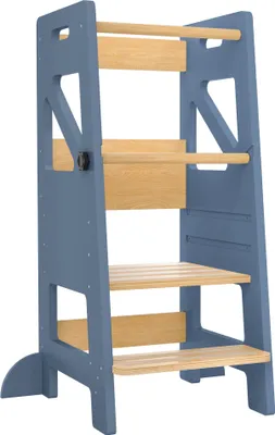 Produktbild von UISEBRT 2-in-1 Lernturm & Tritthocker, höhenverstellbar, Montessori Lernturm für Kinder, stabiler und sicherer Kindertritt für Baby- & Kleinkinderzimmer, Grau