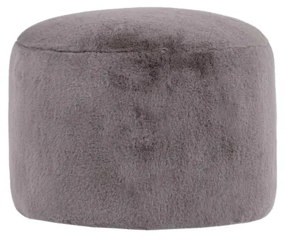 Immagine prodotto di icon Pouf rotondo Milano in pelliccia di coniglio, grigio, per adulti e bambini, con imbottitura